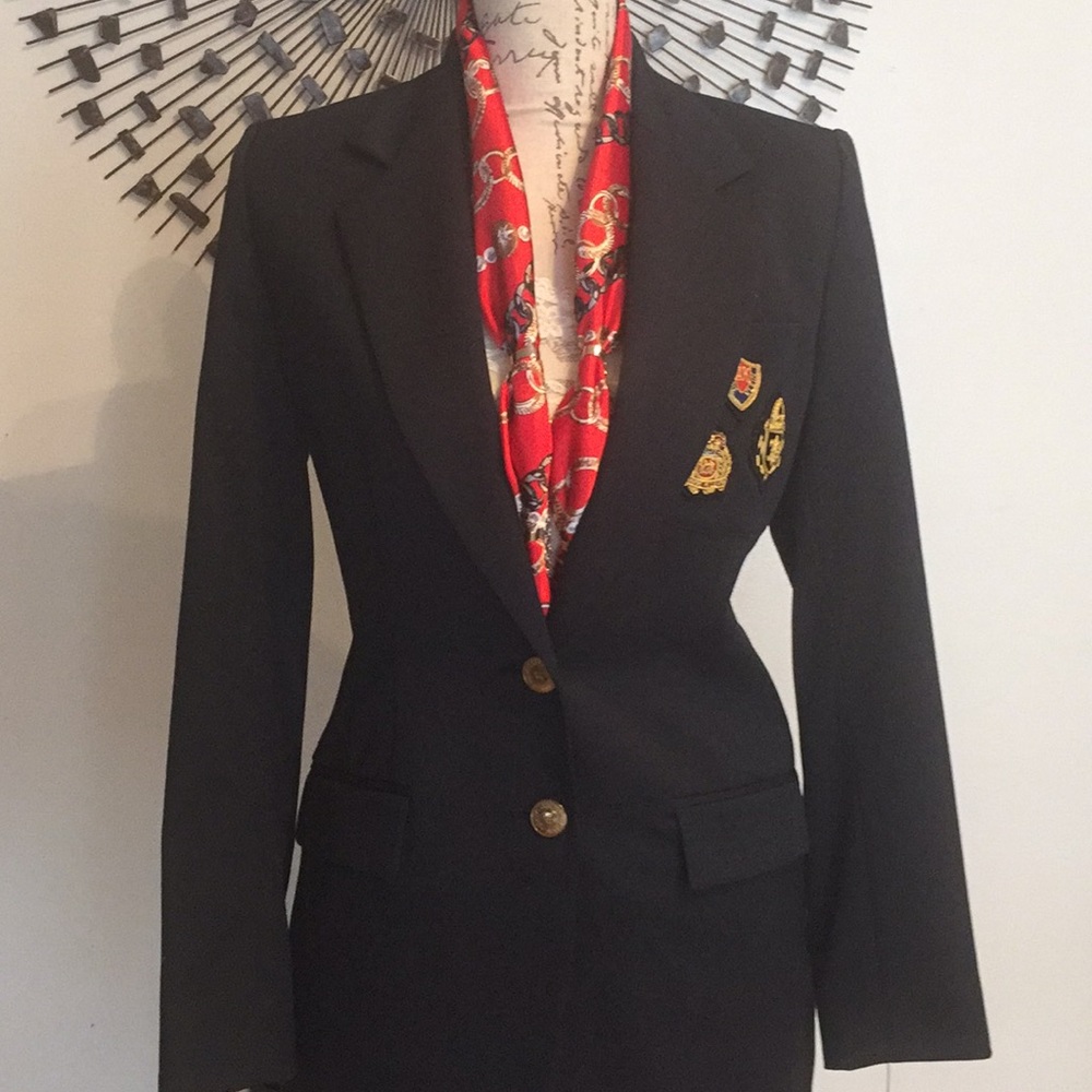 NWT Anne Klein Navy collegiate jacket